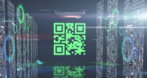 Digital qr code with neon circuit design