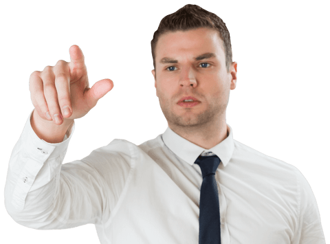 Serious Businessman in White Shirt Transparent Pointing Gesture - Download Free Stock Videos Pikwizard.com