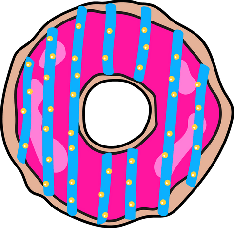 transparent doughnut cartoon pink icing blue stripes yellow sprinkles - Download Free Stock Videos Pikwizard.com