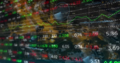 Dynamic Stock Market Data Overlaying Urban Cityscape