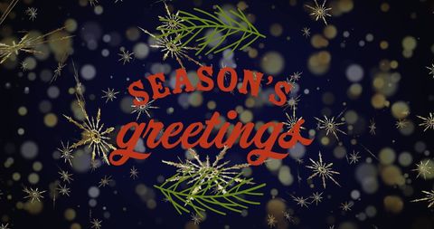 Festive season’s greetings with falling snowflakes