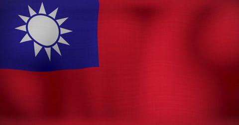 Taiwan Flag Waving Against Clear Background
