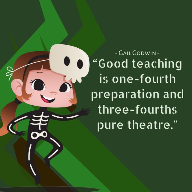 Cartoon Skeleton Character with Inspirational Teaching Quote - Download Free Stock Templates Pikwizard.com