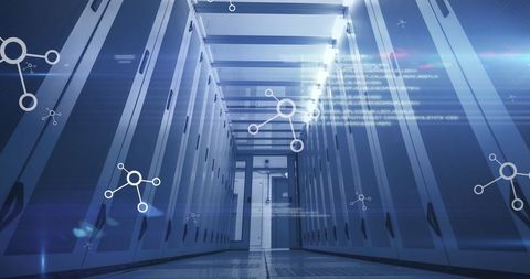 Data Center with Futuristic Network Interface Elements - Download Free Stock Images Pikwizard.com