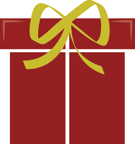 Red gift box with yellow ribbon on transparent background vector