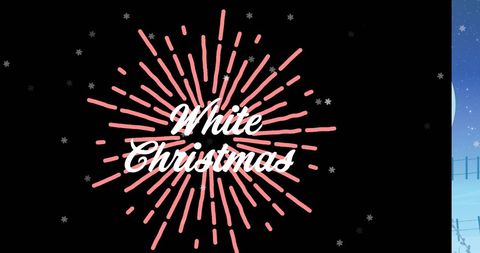 Festive White Christmas Snowflake Design on Black Background
