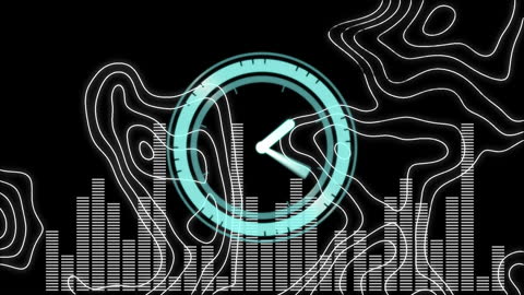 Digital Clock Overlay with Abstract Topographical Background