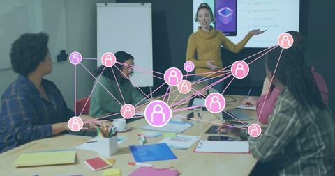 Business team collaborating on ux development project