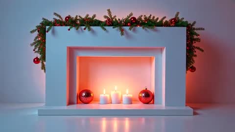 Elegant Holiday Fireplace with Candles and Garland