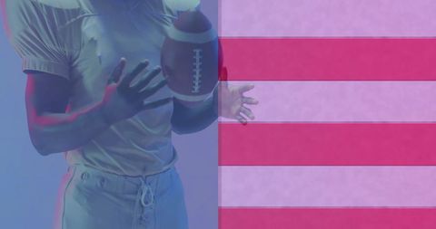 American Football Player with USA Flag Symbol of Patriotism