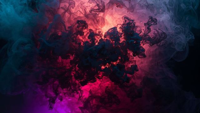 Vibrant Abstract Colorful Smoke on Dark Background