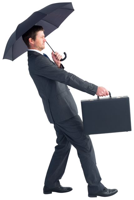 Businessman with Briefcase Sharing Transparent Umbrella Concept - Download Free Stock Videos Pikwizard.com