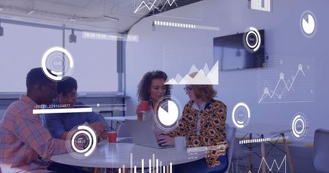 Financial Analysts Collaborating with Digital Data Technology