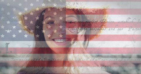 Patriotic Blend of the Constitution and Smiling Woman - Download Free Stock Images Pikwizard.com
