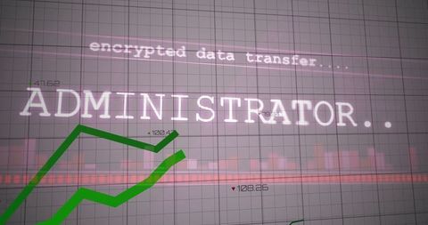 Cybersecurity concept showing encrypted data and analytics on digital screen