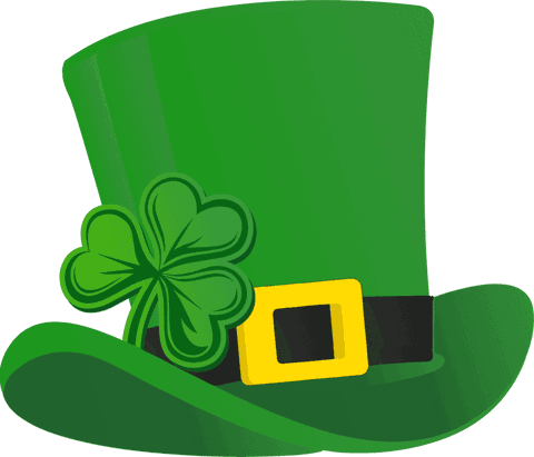 Whimsical leprechaun green hat with shamrock