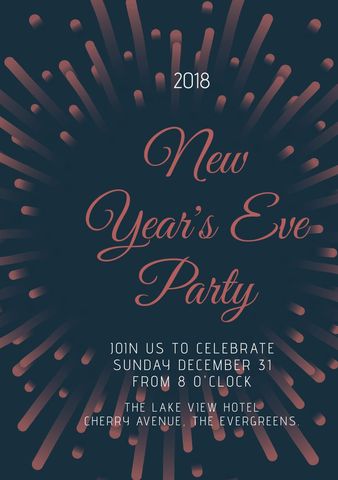 Stylish New Year's Eve Party Invitation with Fireworks Motif - Download Free Stock Templates Pikwizard.com