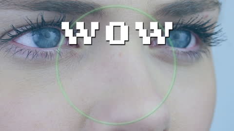 Bright Eyes With Dynamic Text Animation Displaying WOW