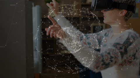 Boy Experiencing VR with Digital Hovering Network