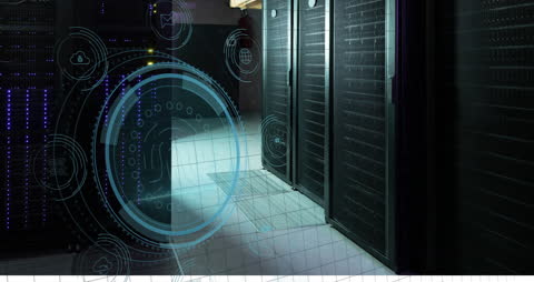 Futuristic Fingerprint Scanner Interface with Data Servers