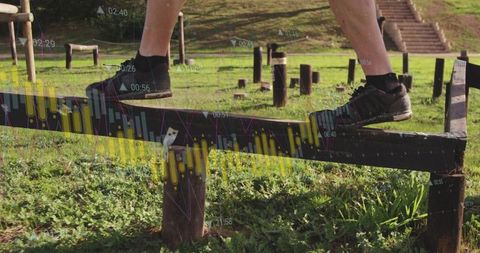 Balancing on Park Fitness Beam with Digital Data Overlay