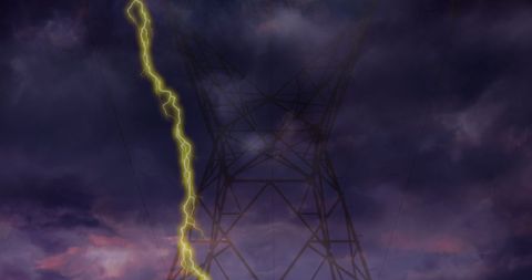 Dramatic Lightning Strike Near Power Line Tower During Storm - Download Free Stock Images Pikwizard.com