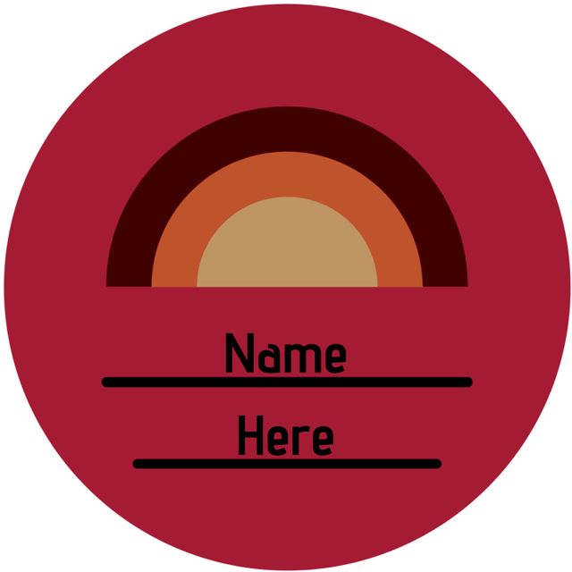 Emblem template featuring a stylized sunset with space for name or text customization, ideal for personal branding, logos, or labels. Use this versatile design for business cards, product packaging, or personalized stationery.