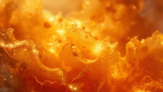 Abstract Molten Orange Fluid Macro with Bubbles