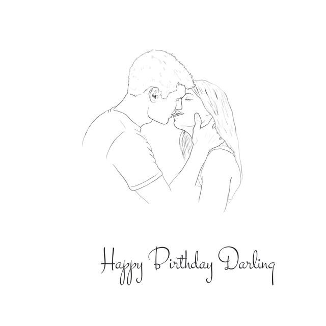 Romantic Sketch for Birthdays and Anniversaries Greeting - Download Free Stock Templates Pikwizard.com