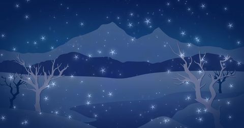 Serene Winter Night with Falling Snow and Starry Sky - Download Free Stock Images Pikwizard.com