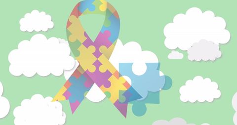 Colorful Puzzle Awareness Ribbon Among Clouds - Download Free Stock Images Pikwizard.com