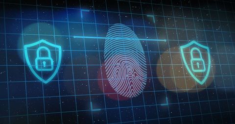 Digital Security Interface with Fingerprint and Padlock - Download Free Stock Images Pikwizard.com