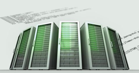 Row of Modern Server Units with Virtual Data Overlay - Download Free Stock Images Pikwizard.com