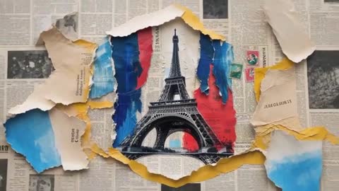Eiffel Tower Emerging Within Vintage Paper Layers
