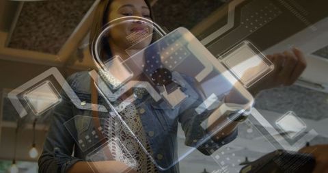 Digital Payment Security Concept with Network Padlock Overlay