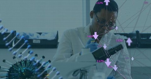 Researcher Analyzing COVID-19 Data with DNA Visualization - Download Free Stock Images Pikwizard.com