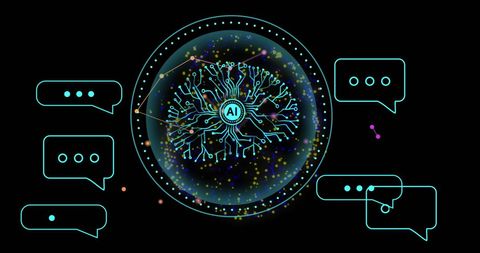 Neural Network AI Interface with Digital Communication Elements - Download Free Stock Images Pikwizard.com