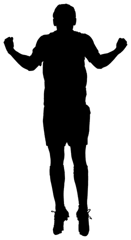 Transparent png silhouette of jumping male football player