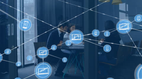 Global Business Network Technology Concept in Modern Office