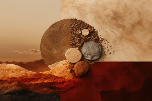Abstract Geometric Art with Earth Tones and Textured Shapes - Download Free Stock Images Pikwizard.com