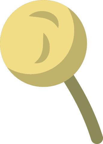 Stylized yellow lollipop vector on transparent background for snacking theme