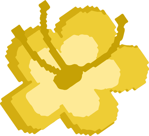 Minimalistic yellow geometric flower with transparent background