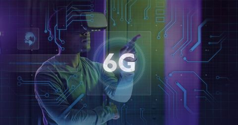Man in VR Exploring 6G Technologies with Digital Interface - Download Free Stock Images Pikwizard.com