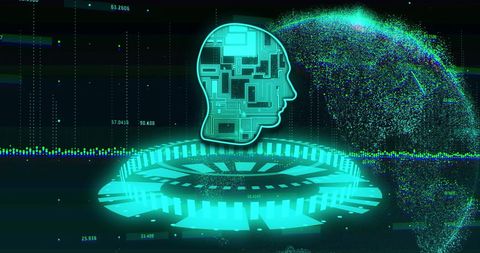 Futuristic AI Data Processing Over Digital Globe Representation - Download Free Stock Images Pikwizard.com