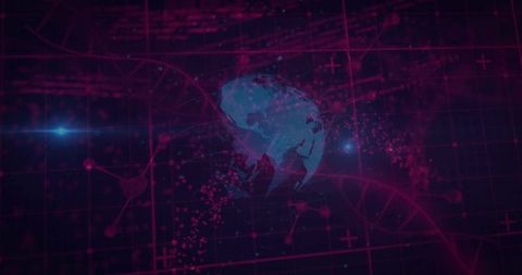 Futuristic 3D Globe in Neon Digital Cyberspace