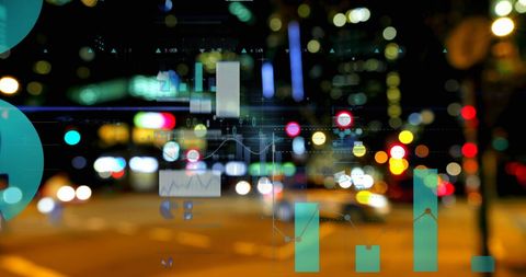 Digital Graphs and City Lights Merging for Urban Business Analytics - Download Free Stock Images Pikwizard.com