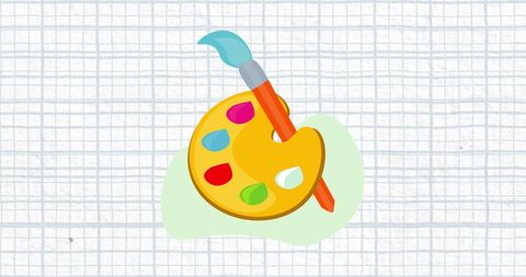 Colorful Paint Palette Icon on Graph Paper Background