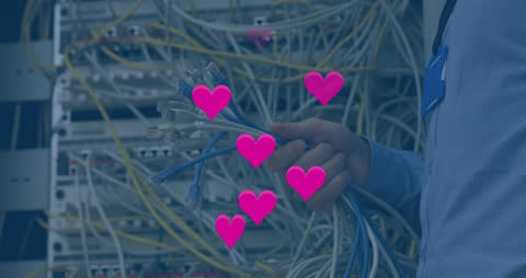 Business Professional Managing Server Room with Heart Animation