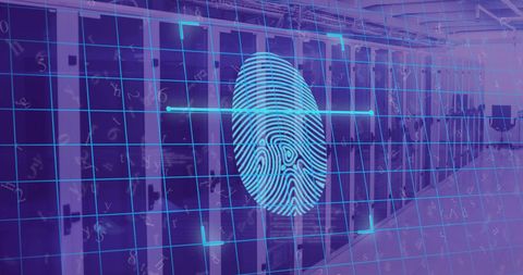 Fingerprint Scanning and Digital Security Concept in Server Room - Download Free Stock Images Pikwizard.com