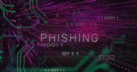 Phishing Alert Pulsing Through Neon Cyberspace With Magenta Streaks and Teal Circuitry